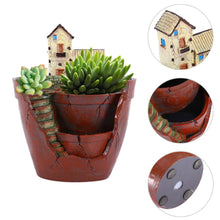 Load image into Gallery viewer, Planter Flower Plant Pots Fairy Garden Pot with Sweet House- Brown - stilyo