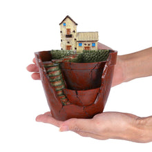 Load image into Gallery viewer, Planter Flower Plant Pots Fairy Garden Pot with Sweet House- Brown - stilyo