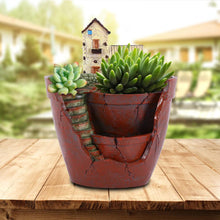 Load image into Gallery viewer, Planter Flower Plant Pots Fairy Garden Pot with Sweet House- Brown - stilyo