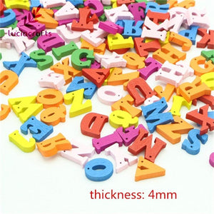 Natural/Colorful Wooden Letters With Holes - 100pcs 14.5mm - stilyo