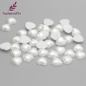 10mm Flatback Heart Shaped ABS Beads - stilyo