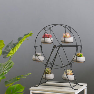 Ferris Wheel-stand with 6 Cement Succulent Plant Pots - stilyo