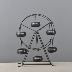 Ferris Wheel-stand with 6 Cement Succulent Plant Pots - stilyo