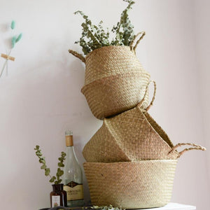 Seagrass Foldable Hanging Wickerwork Basket - stilyo