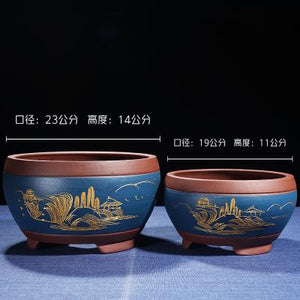 Boutique Zisha Clay Bonsai Pot Hand-Painted - stilyo