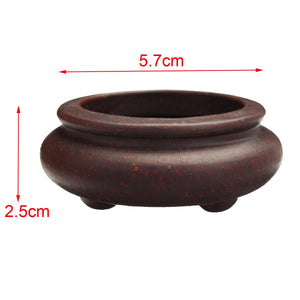 Ceramic Round Chinese Zisha Bonsai Pot 5.7x2.5cm - stilyo