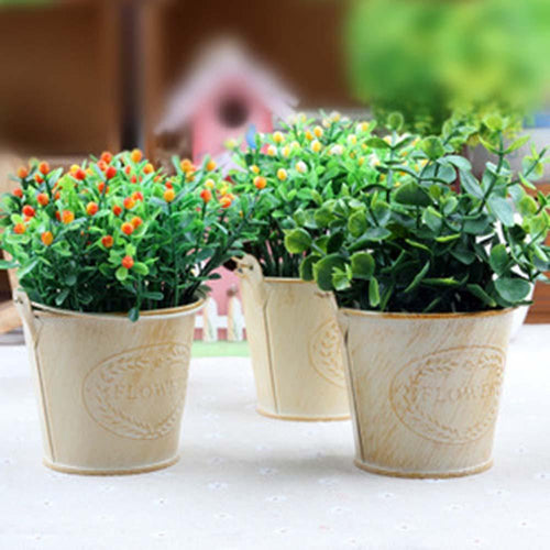 Retro Style Wooden Succulent Plants Pot Garden - stilyo