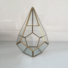 Load image into Gallery viewer, Pot for flowers Handmade Prism Glass Terrarium Air Plant pot Geometric Terrarium brass geometric small box glass vase for plant - stilyo
