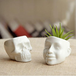 Mini Skull/Face Cute Ceramic Plant Planter - stilyo